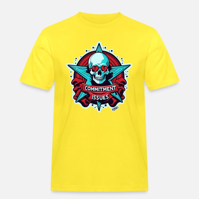 Commitment Issues Skull Badge - Men's Workwear T-Shirt - yellow