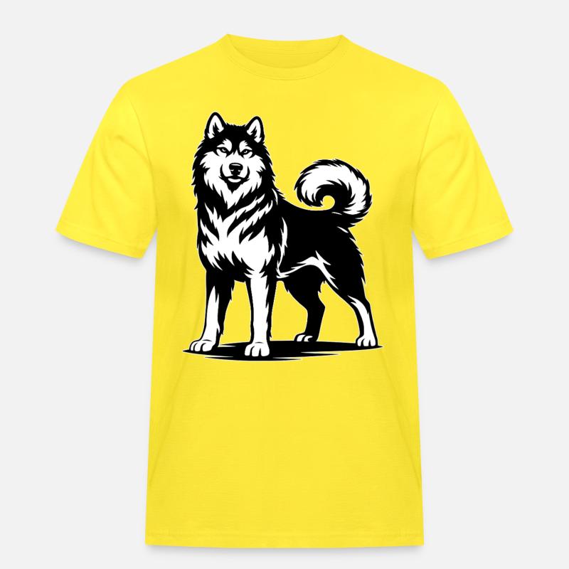 Alaskan Malamute in stolzer Pose - Männer Workwear T-Shirt - Gelb