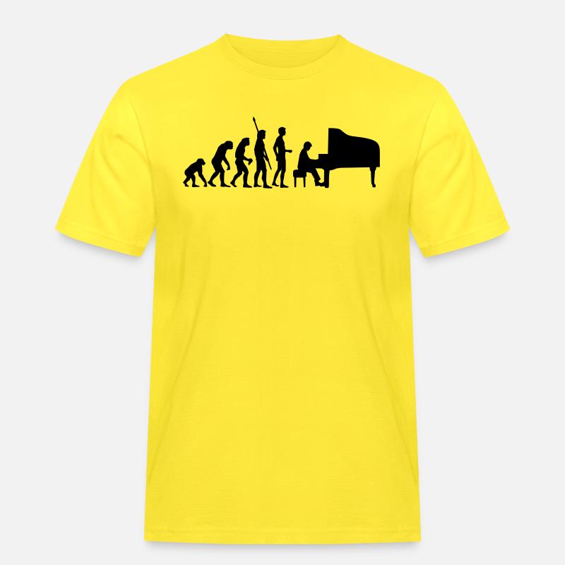 evolution_pianist - Männer Workwear T-Shirt - Gelb