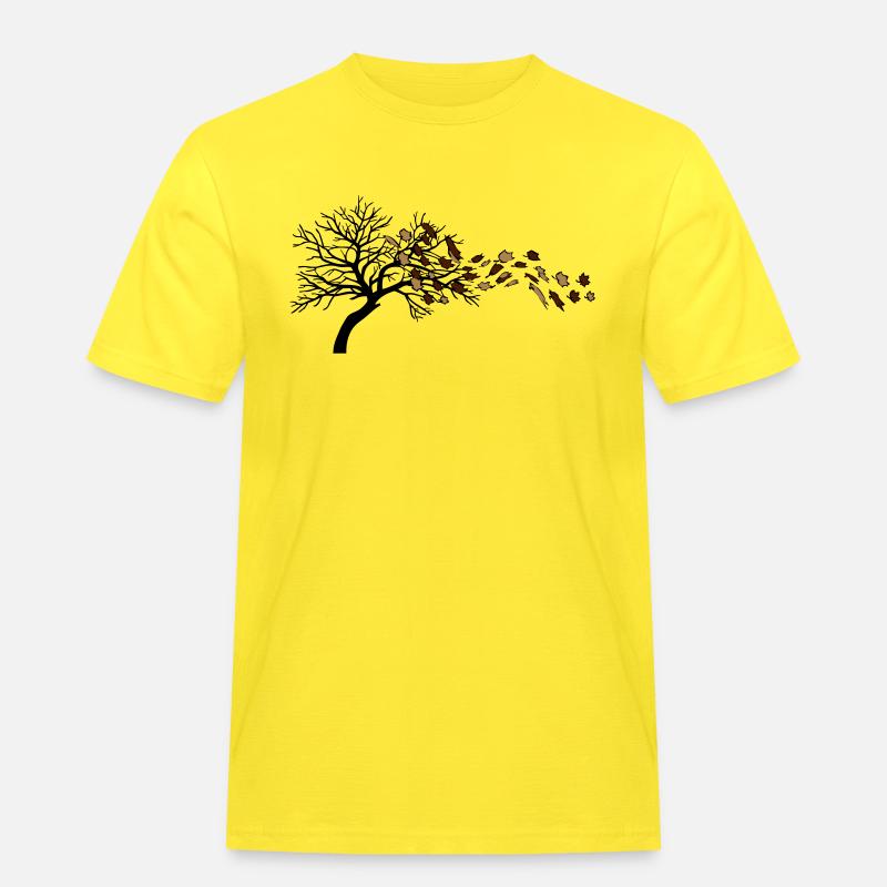 Herbstblätter wind baum - Männer Workwear T-Shirt - Gelb