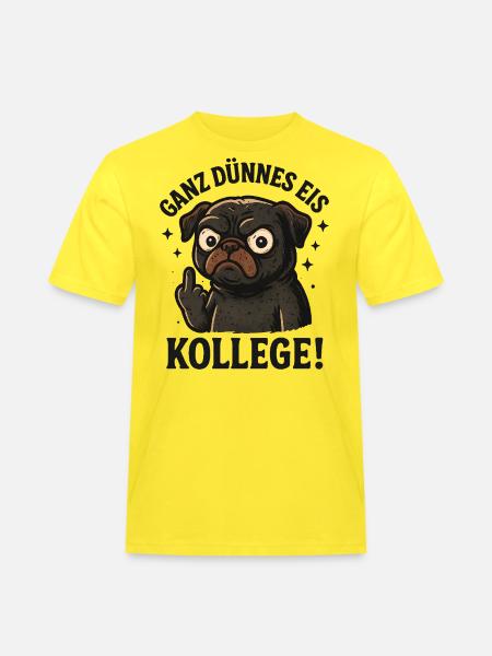 Very thin colleague pug dog - Men's Workwear T-Shirt - yellow