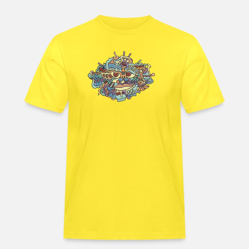 Dissolving Face - Männer Workwear T-Shirt - Gelb