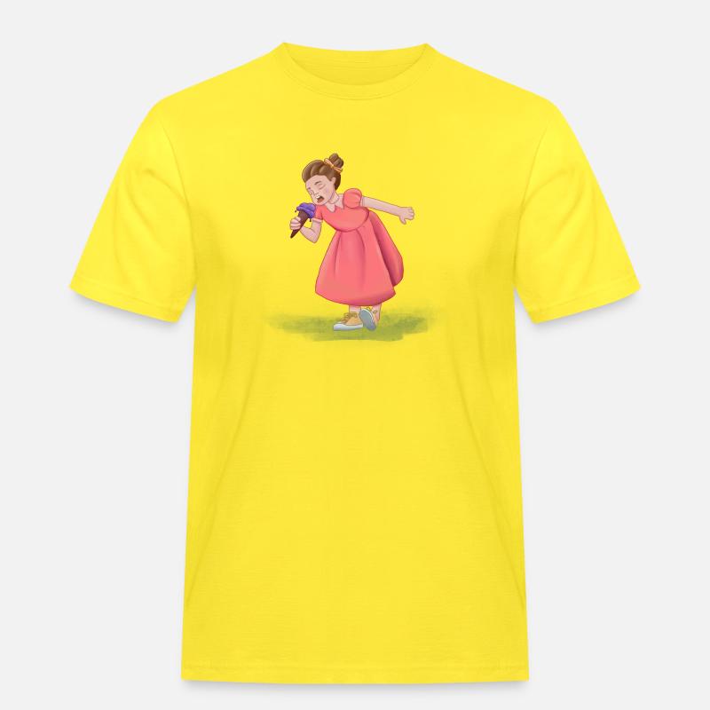 Mädchen mit Kleid und Eis - Männer Workwear T-Shirt - Gelb