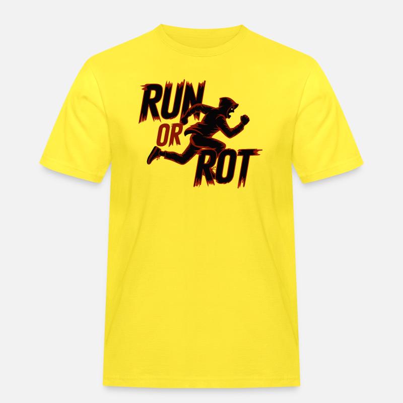 LAUFEN ODER VERROTTEN - Männer Workwear T-Shirt - Gelb