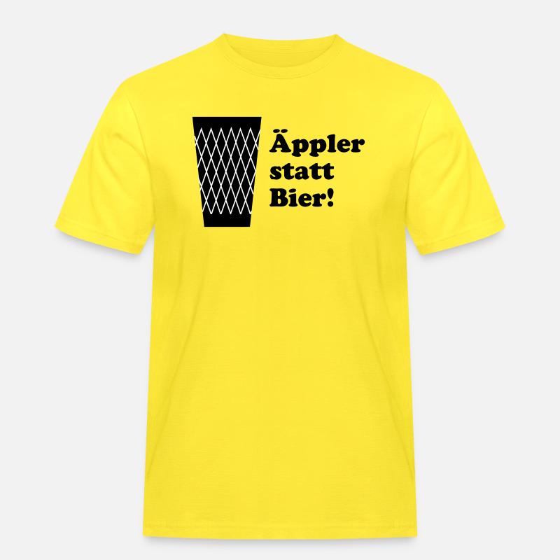 Geripptes Äppler statt Bier - Männer Workwear T-Shirt - Gelb