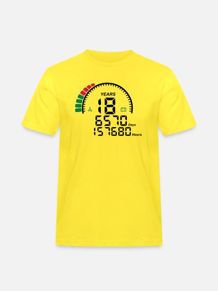 counter anniversary years 18 years - Men's Workwear T-Shirt - yellow