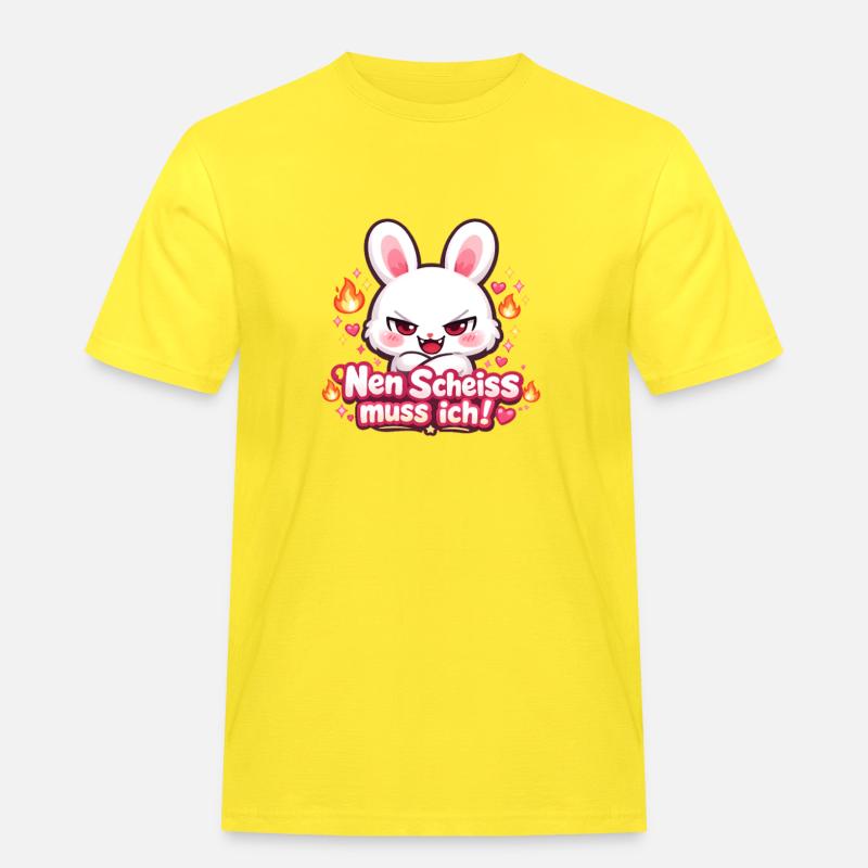 Nen Scheiss muss ich frecher Spruch - Männer Workwear T-Shirt - Gelb