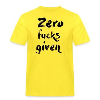 Zero Fucks Given - Männer Workwear T-Shirt - Gelb - Vorne - AI Model Male 185 dark (185cm)