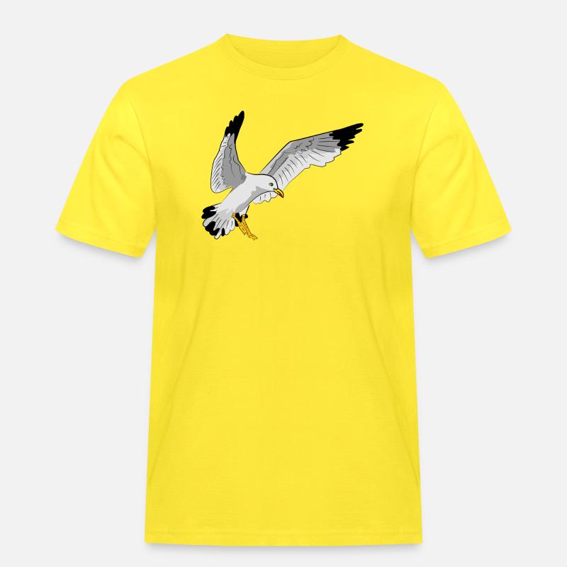 Stilvolle Seevogel Silhouette einer Möwe - Männer Workwear T-Shirt - Gelb