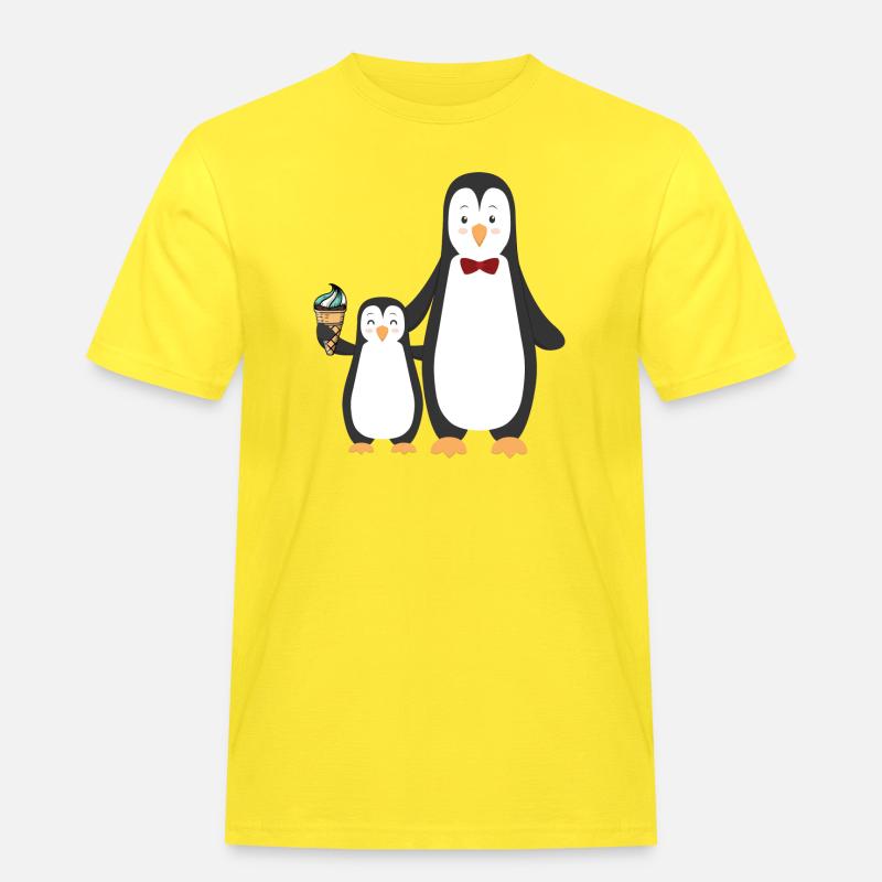 Pinguin Pinguine mit Eis - Männer Workwear T-Shirt - Gelb