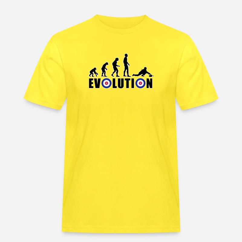 EVOLUTION CURLING Eisstockschießen Geschenk Winter - Männer Workwear T-Shirt - Gelb