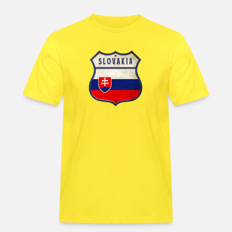 Slowakei Flaggen Wappen Design - Männer Workwear T-Shirt - Gelb