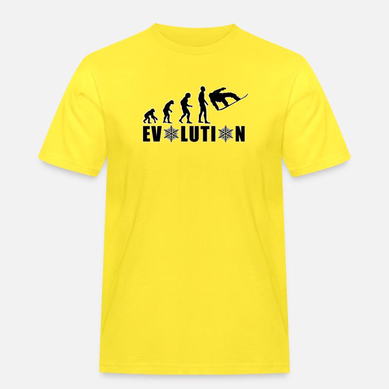 EVOLUTION SNOWBOARD Schnee Winter Geschenk - Männer Workwear T-Shirt - Gelb