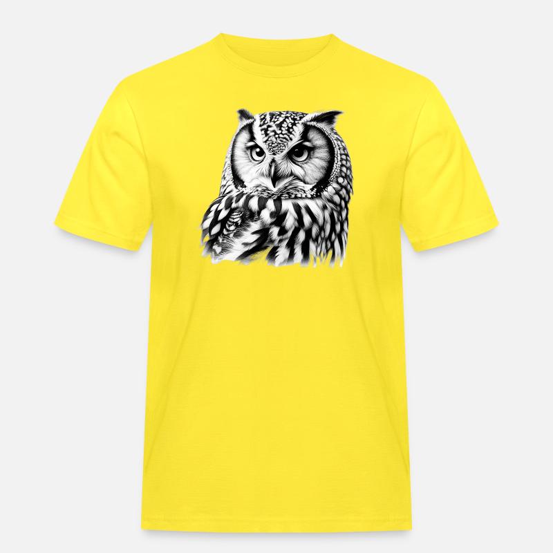 Eule - Männer Workwear T-Shirt - Gelb