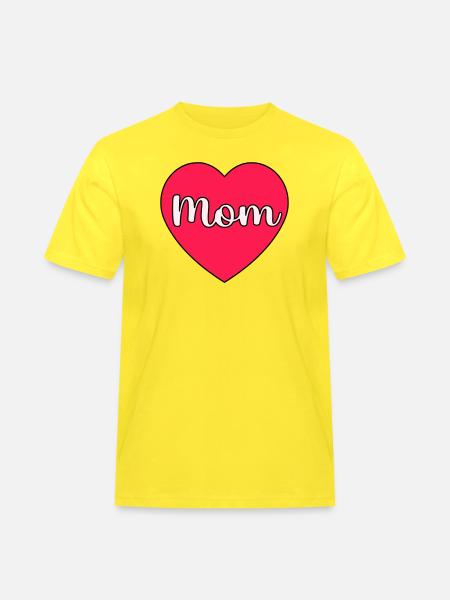 Mom Heart - Men's Workwear T-Shirt - yellow