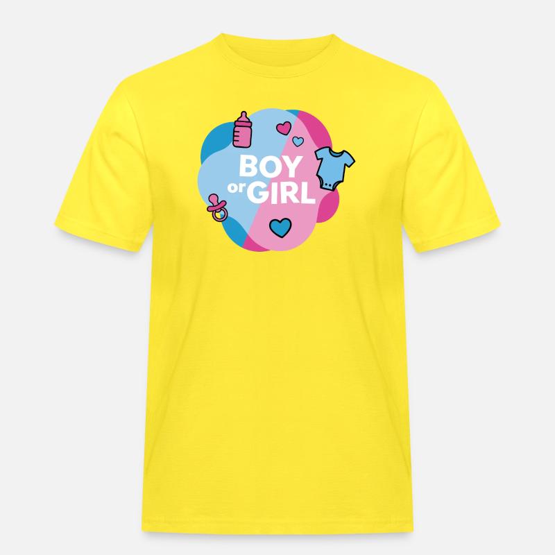 Geschlecht enthüllen Junge oder Mädchen - Männer Workwear T-Shirt - Gelb