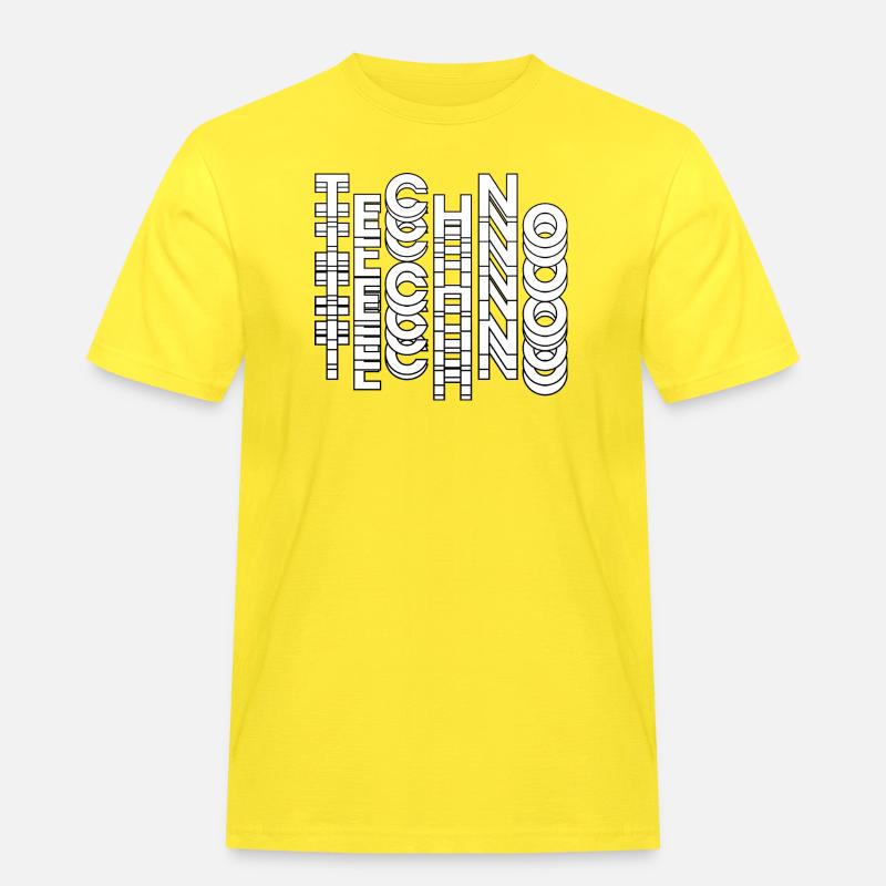 Futuristic Techno Typography Design - Men's Workwear T-Shirt - yellow