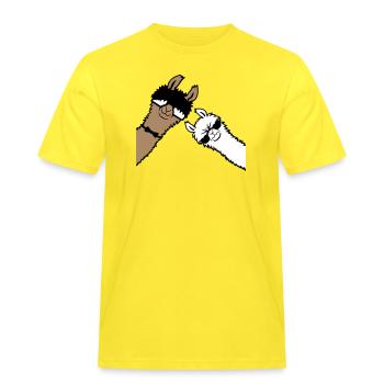 2 Coole Lamas Sonnenbrillen Lustige Nerd Freunde - Männer Workwear T-Shirt - Gelb - Vorne - AI Model Male 185 dark (185cm)