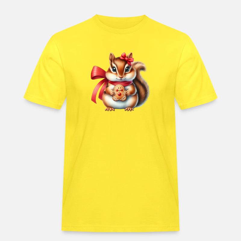 Ingwer-Eichhörnchen mit Keks - Männer Workwear T-Shirt - Gelb