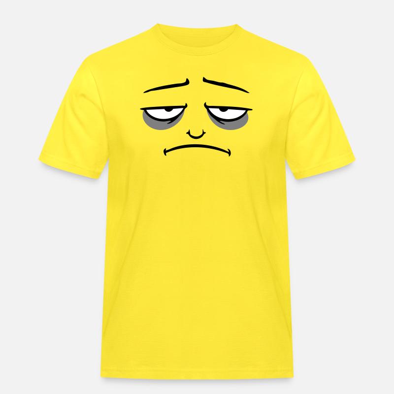Grumpy sad disappointed face funny - Men's Workwear T-Shirt - yellow