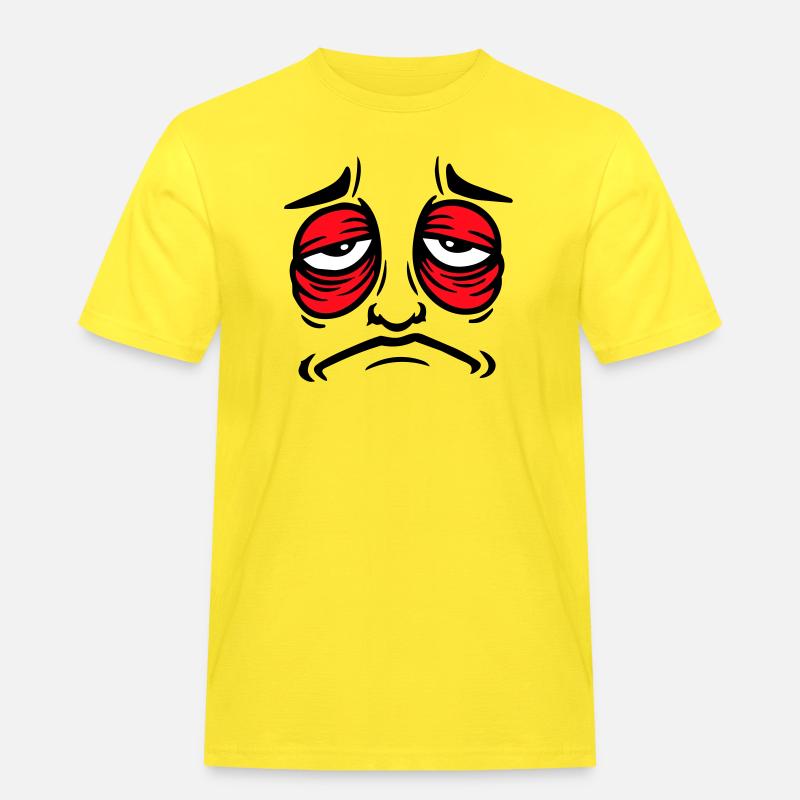 Grumpy sad disappointed face funny - Men's Workwear T-Shirt - yellow
