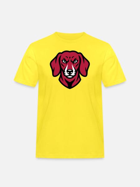 Dackel Maskottchen Logo - Männer Workwear T-Shirt - Gelb