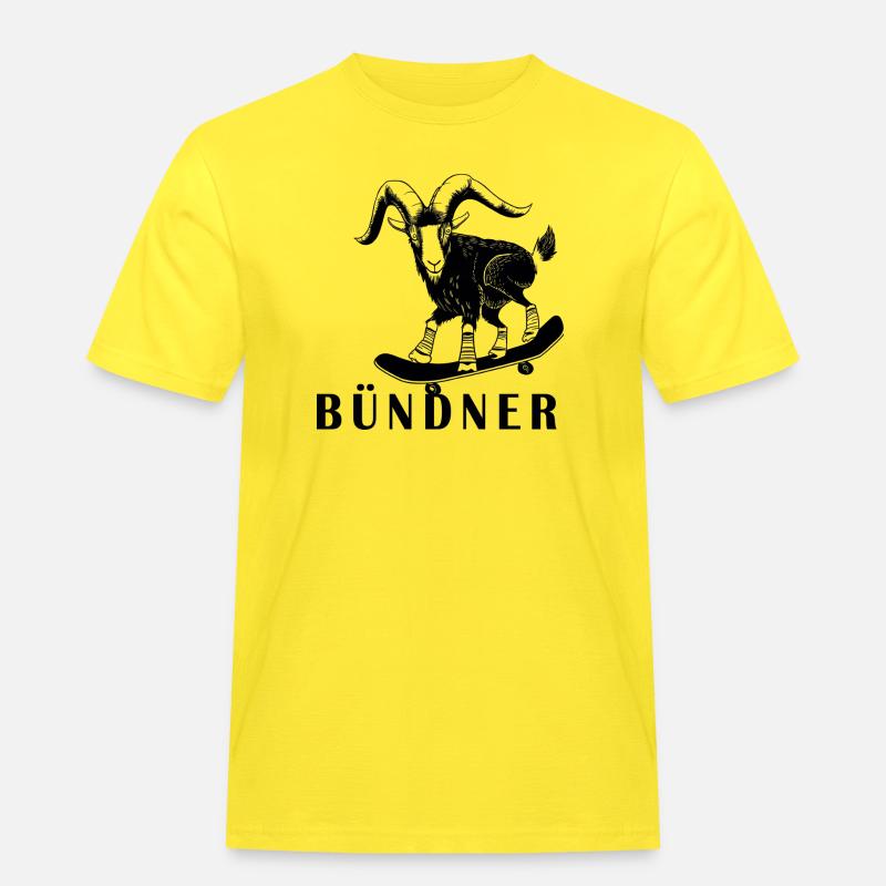 Bündner Steinbock Graubünden Grischa Grischun - Männer Workwear T-Shirt - Gelb