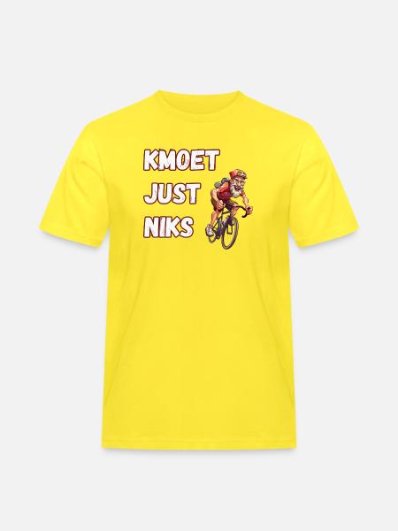 Kmoet just niks, dialect shirts - Mannen Workwear T-shirt - geel
