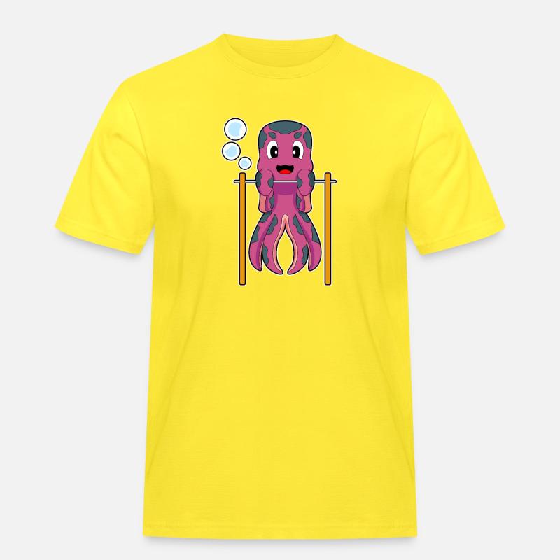 Octopus Bodybuilder Pull-ups Bodybuilding - Men's Workwear T-Shirt - yellow