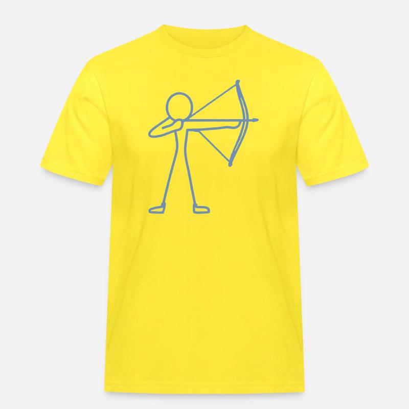 Strichmännchen Bogen Bogenschießen Bogenschütze - Männer Workwear T-Shirt - Gelb