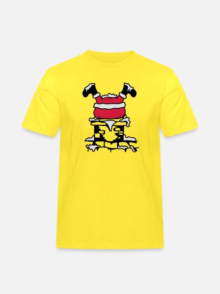 Julemanden er kørt fast i skorsten - Herre Workwear T-Shirt - gul