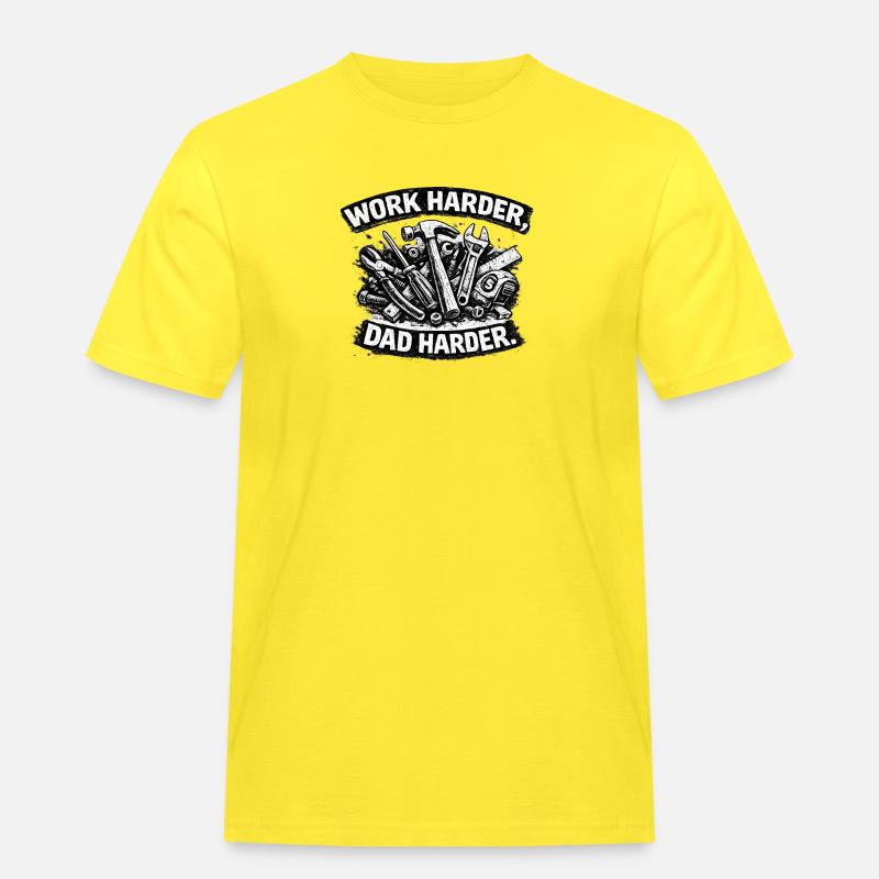 Father work: More commitment - Men's Workwear T-Shirt - yellow