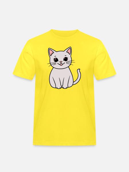 gray kitten - Men's Workwear T-Shirt - yellow