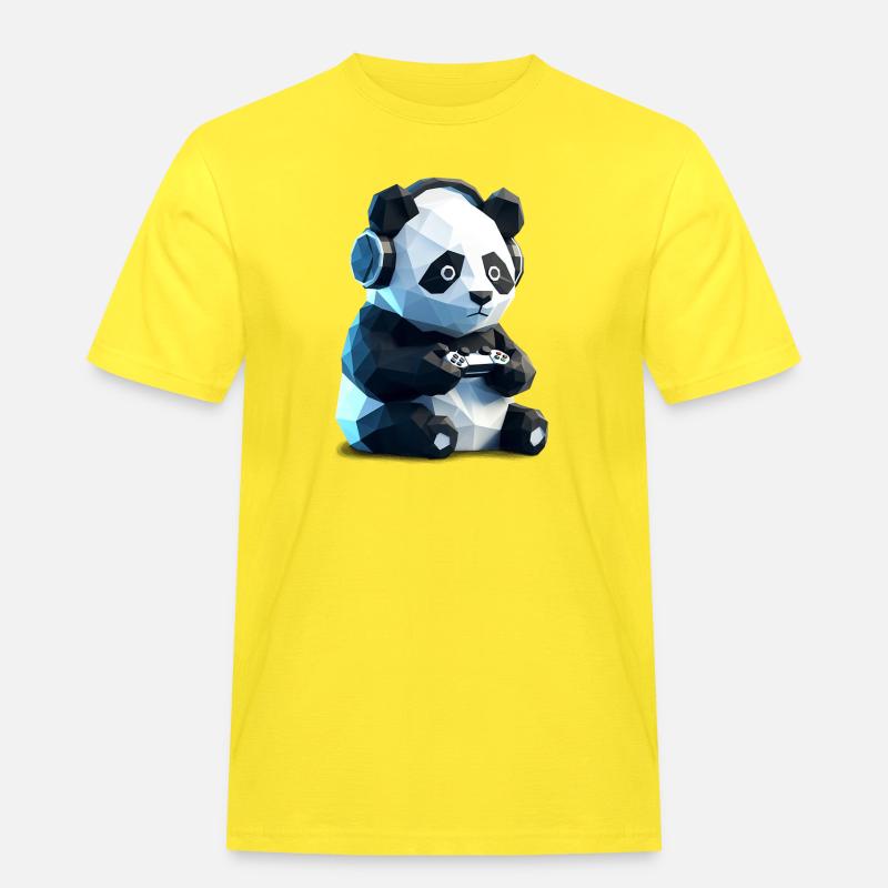 Gaming Panda mit Headset & Controller - Männer Workwear T-Shirt - Gelb