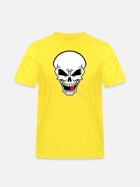 Rebellenschädel mit rotem Lutscher - Männer Workwear T-Shirt - Gelb