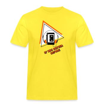 Cassettes Vintage Audio Design - T-shirt Workwear homme - jaune - Devant - AI Model Male 185 dark (185cm)