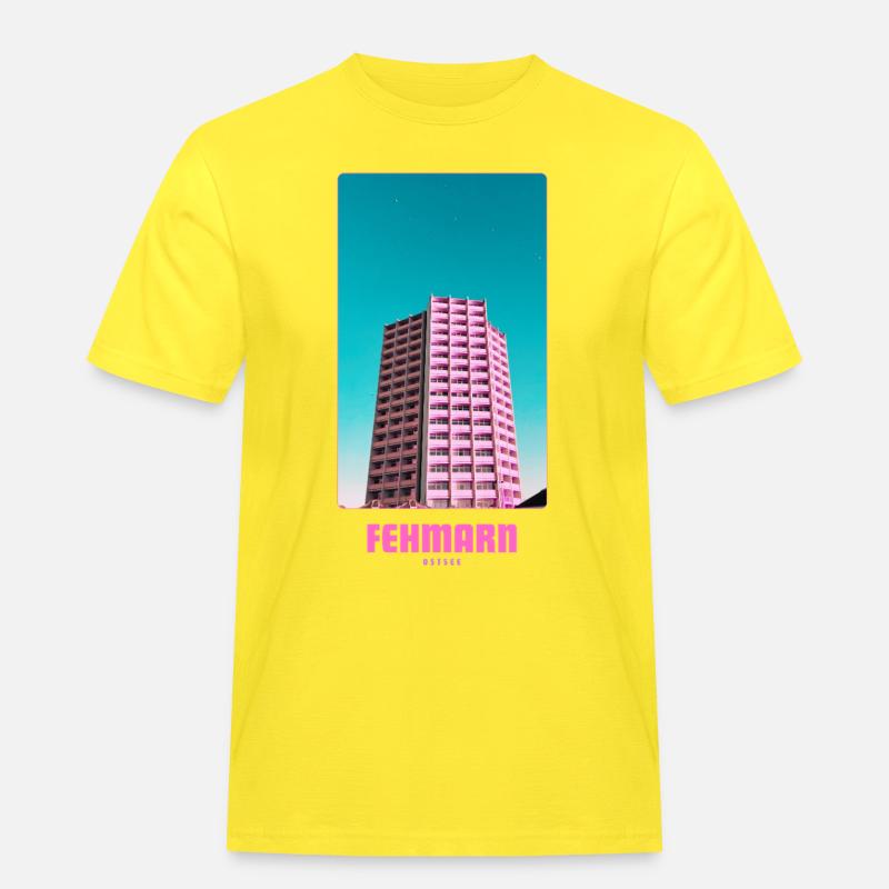 Fehmarn _ Ostsee  - Männer Workwear T-Shirt - Gelb