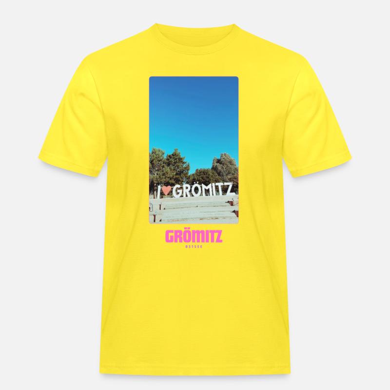 Grömitz _ Ostsee - Männer Workwear T-Shirt - Gelb