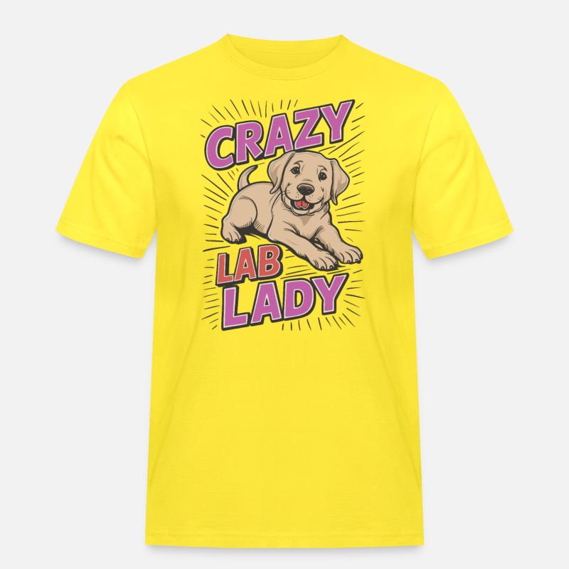 Crazy Lab Lady - Männer Workwear T-Shirt - Gelb