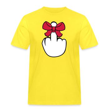 wichser mittelfinger zeigen beleidigen fick dich f - Männer Workwear T-Shirt - Gelb - Vorne - AI Model Male 185 dark (185cm)