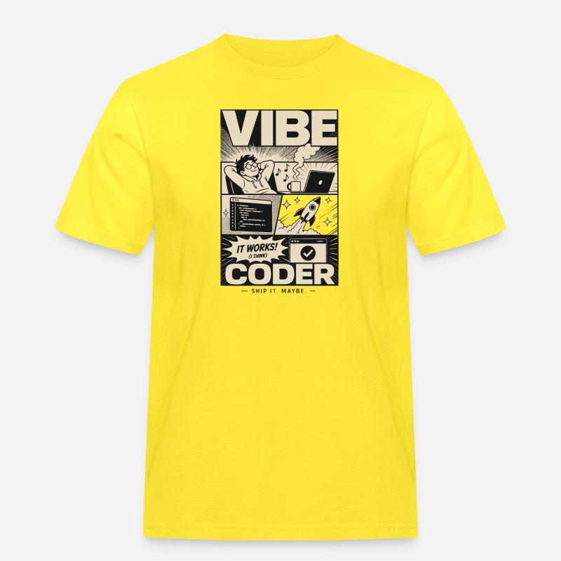 Vibe Coder Programmer Humor - Men's Workwear T-Shirt - yellow