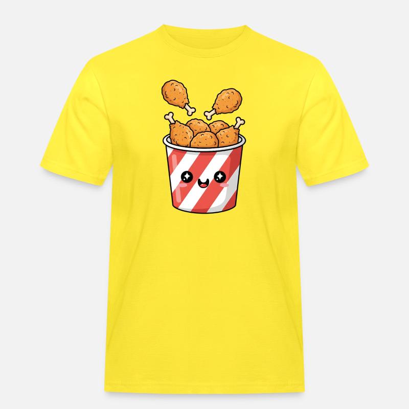 Kawaii-Brathähnchen-Eimer - Männer Workwear T-Shirt - Gelb