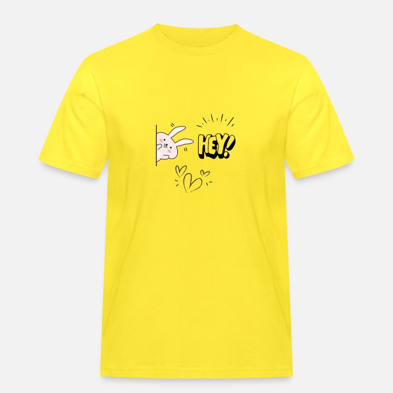 hey! Here I am - Männer Workwear T-Shirt - Gelb