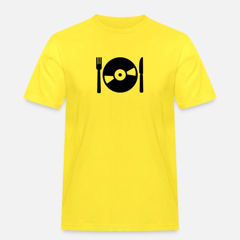 Vinyl Schallplatte - Männer Workwear T-Shirt - Gelb