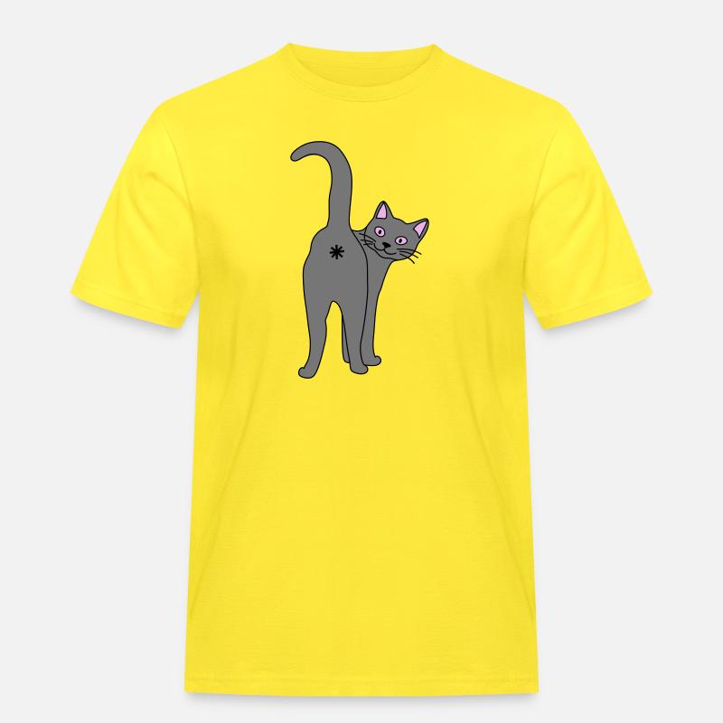 Freche Katze - Männer Workwear T-Shirt - Gelb