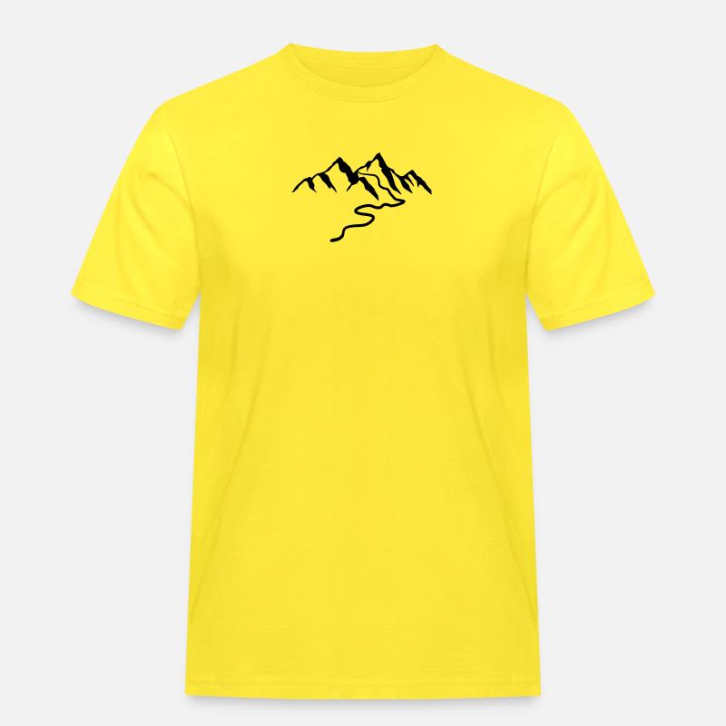 Schöne Berge Mit Wanderweg - Männer Workwear T-Shirt - Gelb