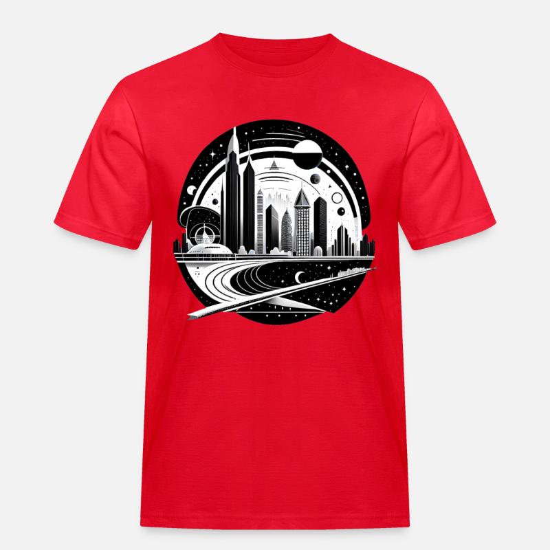 Space City 01 - Männer Workwear T-Shirt - Rot