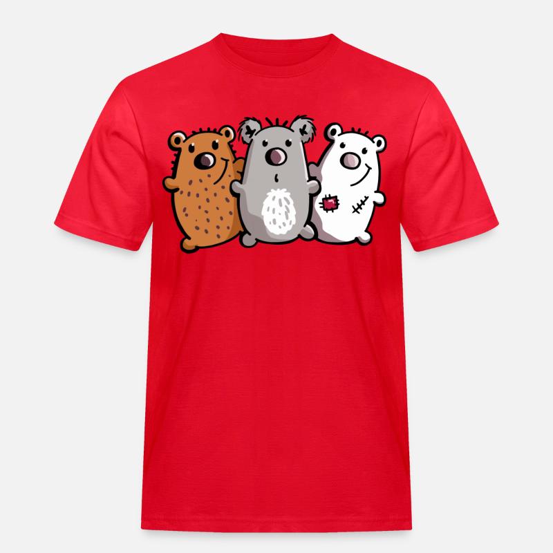 Bären Trio - Bärchen - Koala - Eisbär - Braunbär - Männer Workwear T-Shirt - Rot
