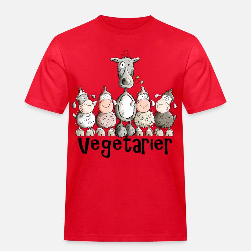 Vegetarier Wolf - Männer Workwear T-Shirt - Rot