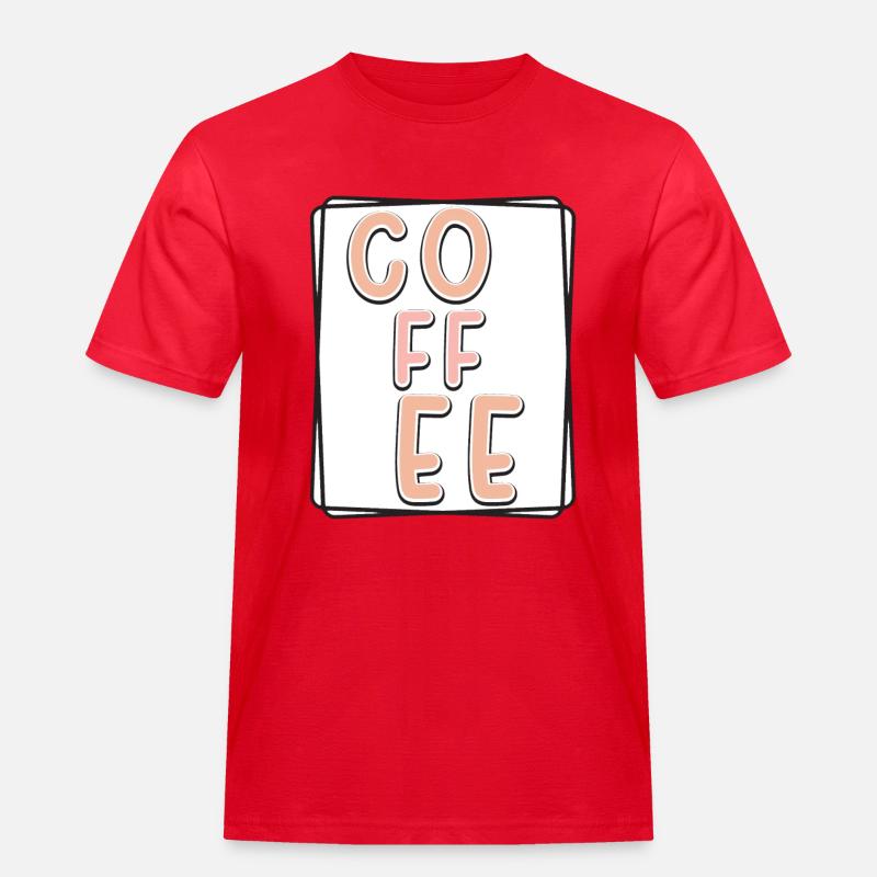 Kaffee Typo Panel - Männer Workwear T-Shirt - Rot